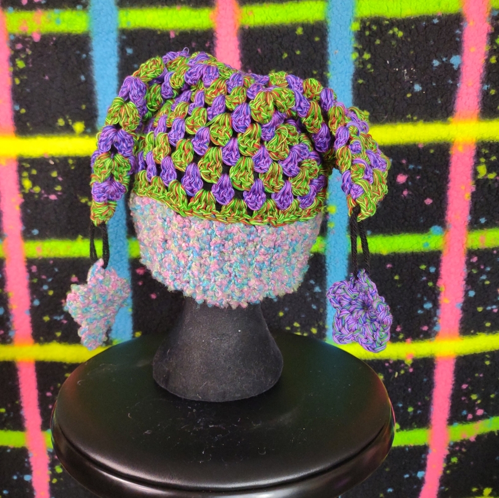 Multi-Color Crochet Jester Hat